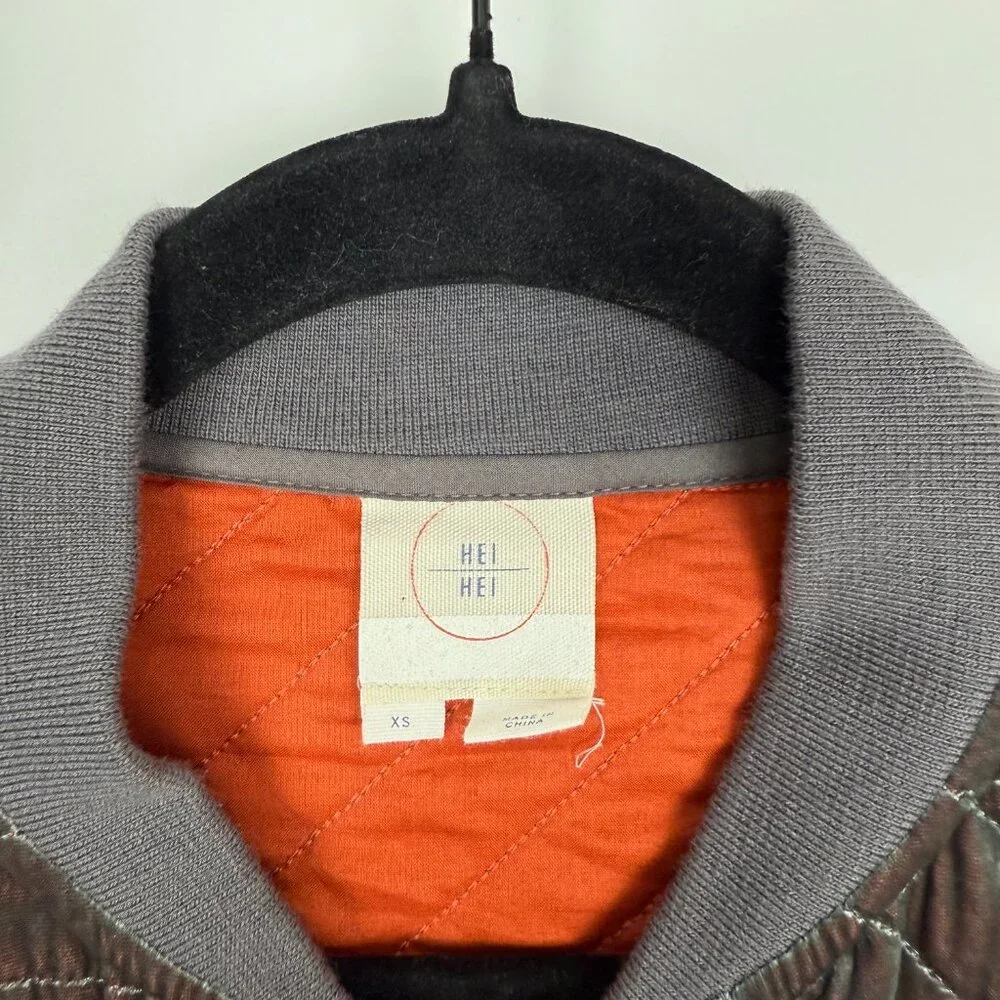 Anthropologie Hei Hei Velvet Relaxed Quilted Jacket Grey XS - Picture 8 of 10